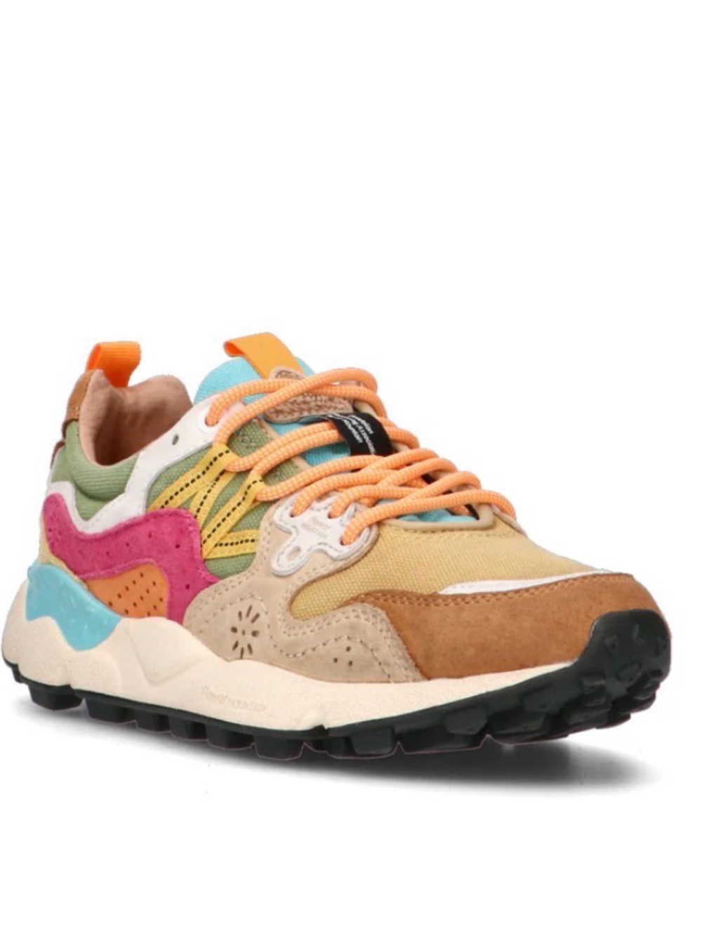 NWT Flower Mountain YAMANO 3 Suede fabric sneakers in Brown- Chestnut- Fuchsia - Picture 3 of 14